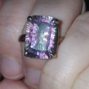 Mystic topax & sterling silver ring size 5.5